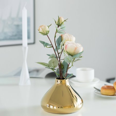 Fabulaxe 6.5 W x 4.75 H Decorative Ceramic Modern Centerpiece Table Flower Vase, Gold QI004056.S